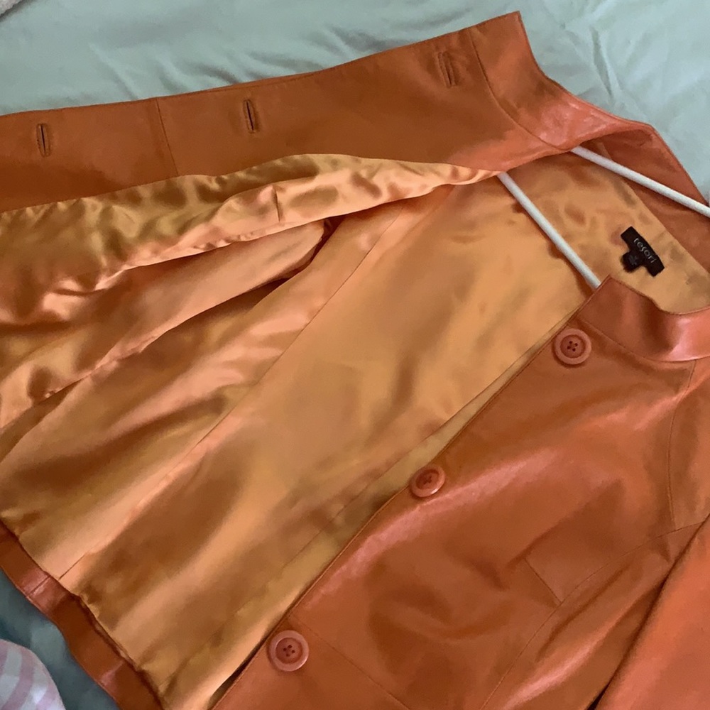Tesori Orange Faux Leather Vintage Jacket - image 4